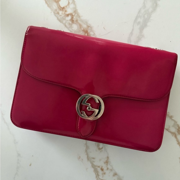 Gucci Fuchsia Leather Chain Shoulder Bag - Picture 11 of 12
